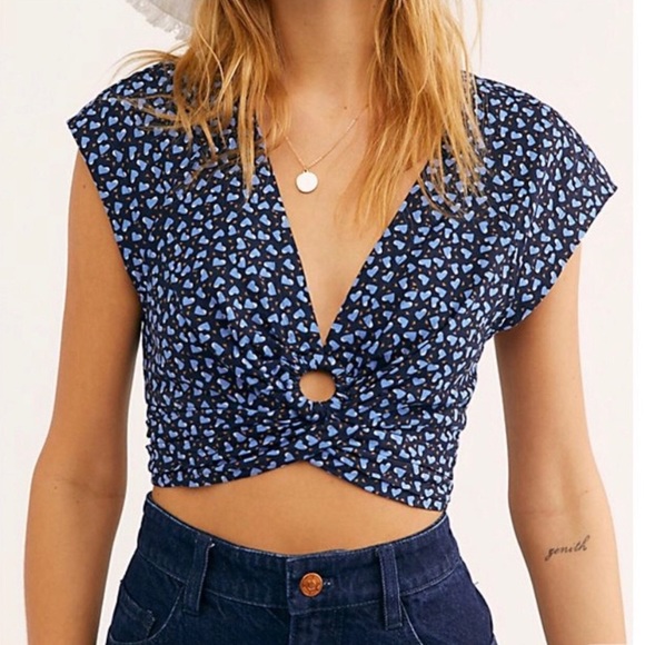 Free People Tops - Free People Havana Honey Heart Printed Crop Top S